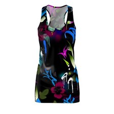 Vestido para mujer espalda deportiva graffiti estampado floral diseñador urbano callejero