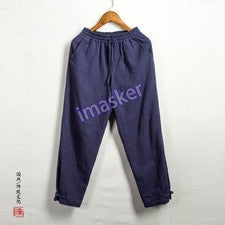 Pantalones Lápiz Retro Algodón Lino Para Hombres Largos Estilo Chino Pantalones Informales Sueltos Talla