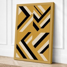 Formas angulares en lienzo Art Deco dorado impresión arte de pared decoración del hogar listo para colgar