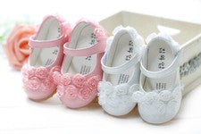Bebés Niñas Zapatos de Bautizo en Blanco Rosa 3-6 6-9 9-12 12-15 15-18 Meses