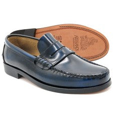 Leder Penny Loafer blau Herren Slipper genähte Business Schuhe mit Ledersohle