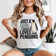 Camiseta Just A Girl Who Loves Mujer Pingüinos Animal Regalo Cumpleaños Para Ella