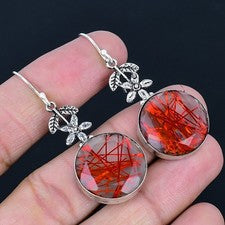 Pendiente de joyería de plata esterlina 925 hecho a mano con piedras...