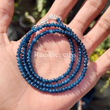 Collar de jade zafiro azul, collar de cuentas rondelle facetadas de 4 mm, azul delicado