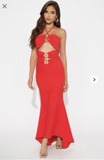 Vestido midi alto bajo Scarlett de moda Nova para mujer (talla M) rojo