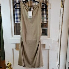 Vestido elástico H&M Dividido beige topo sin mangas talla M nuevo con etiquetas