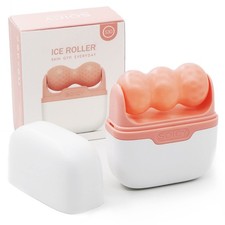 Rodillo de hielo para rostro y ojos - Herramientas para el cuidado facial de la piel con 2 en 1 rosa