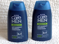 AVON 2 x CHAMPÚ ANTICASPA SENSIBLE CUIDADO HOMBRE 2 en 1 ~ 200 ml cada uno *NUEVO*
