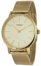 Reloj Timex TW2T25900 Metropolitan para mujer redondo analógico pulsera de acero tono dorado