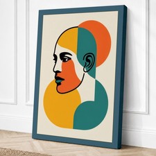 Impresión en lienzo geométrica cabeza en perfil arte de pared decoración del hogar listo para colgar