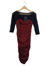 GUESS Vestido de Cóctel Mujer T. 34 XS Rojo Estampado Animal Vestido Tubular Fiesta