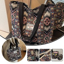 Bolso de Mano Estilo Étnico de Gran Capacidad para Mujer Moda Bolso de Hombro Bolso de Mano