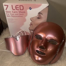 Máscara de cuidado de la piel 7 LED para rostro y cuello rejuvenecimiento de la piel terapia de luz facial Ca