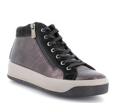 Sneakers alte Igi&co 8670000 pelle peltro zeppa 4 cm Made in Italy