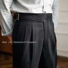 Para hombres Gurkha Paris Cintura Pantalones Rectos Cintura Pantalones Estilo Británico Informal Alto