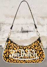 Bolso de Hombro Cartera Von Dutch Naranja Estampado Guepardo ~ Y2K ~ Nuevo con Etiquetas