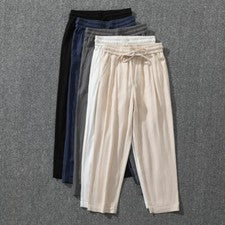 Nuevo Estilo Chino Para Hombres Lino Informal Pantalones al Tobillo Pantalones Rectos Primavera Delgados Talla