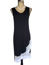 Vestido sin mangas Design History para mujer S blanco y negro informal elástico Resort