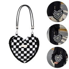Bolso de mano de felpa corazón carteras sobre el hombro para dama