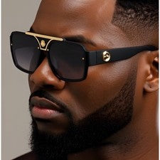 Gafas de sol negras de diseñador moda para hombre rectangulares de gran tamaño hip hop rapero nuevas