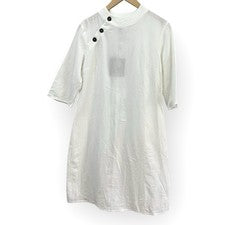 NUEVO Vestido Just Fashion Now Cuello Alto Blanco Algodón Escote Kimono Para Mujer’s XS