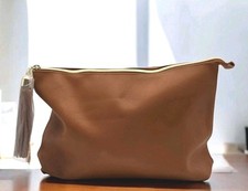 Lancome Marrón Imitación Cuero Maquillaje Belleza Cosméticos Estuche de Viaje Bolso Bolsa con Borla