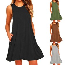 Nuevo minivestido de moda mujer suelto moda playa casual vestido camisero verano