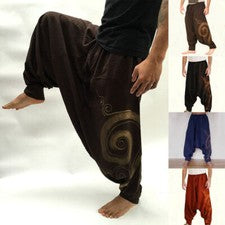 Pantalones Harén Boho Transpirables Para Hombre Aladdin Estilo Hippie Pantalones Sueltos