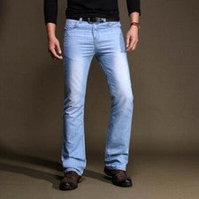Pantalones de mezclilla para hombre informales acampanados corte bota retro años 70 pantalones vaqueros occidentales mod