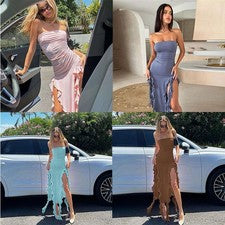 Ropa Para Mujer Irregular Sexy Verano Personalidad Envuelto Pecho Moda Vestido
