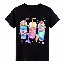 Camiseta Mermaid Coffee Drinks | Linda camiseta de cola de sirena vibraciones de playa de verano