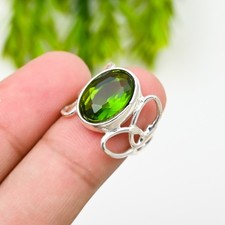 Anillo de plata esterlina 925 con piedras preciosas de peridoto hecho a mano joyería anillo regalo por amor