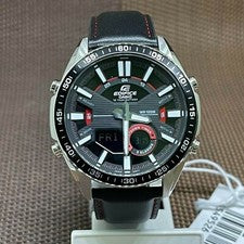 Casio Edifice EFV-C100L-1A analógico digital cuero negro cronógrafo reloj par...