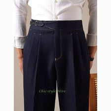Pantalón recto para hombre Gurkha pantalón de negocios estilo británico pantalones Nápoles cintura alta