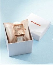 Élégante Montre Femme Rodier Cuivrée Avec Bracelet Blanc Moderne Et Sophistiqué