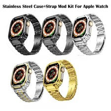 Kit de mod de correa de caja de metal de acero inoxidable para Apple Watch Ultra 3 11 10 9 8 7 SE3