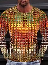 Camiseta hombre moda bloques color camiseta manga larga camiseta de calle suave