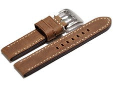 Uhrenarmband extra starkes massives echt Leder hellbraun 20mm 22mm 24mm