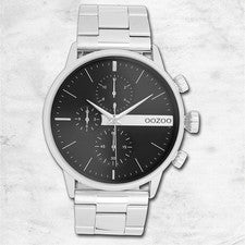 Oozoo Metal Reloj Hombre cd- eyes Analógico Cuarzo Reloj Pulsera Plata UOC11511