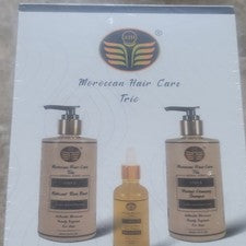 Lujo Marroquí Cuidado del Cabello Trío-Aroma Herbal, Champú, Acondicionador y Tratamiento