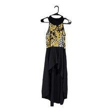 Vestido halter tejido alto-bajo amarillo negro NY&C 7th Ave Design Studio para mujer talla M