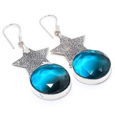 Pendiente de joyería de plata esterlina 925 hecho a mano con piedras preciosa...