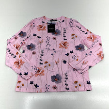Camiseta para mujer Just Fashion Now rosa manga larga estampado floral cuello redondo talla M NUEVA