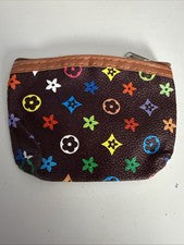 Bolso para monedas marrón de lujo diseñado multicolor floral con cremallera