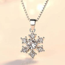 Collar colgante de plata de ley 925 con copo de nieve de cristal para mujer joyas regalo de Navidad