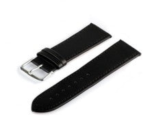 Relojes correa de cuero negro cuero liso hebilla extra larga correa de reloj
