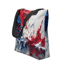 Bolso de Mano Rojo Blanco Azul Pintura Salpicaduras 15x15 EE. UU. Estilo Patriótico Lona Regalo