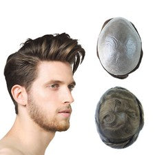 Sistema de reemplazo de cabello humano invisible súper delgado toupee para hombre