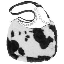 1 pieza Moda Vaca Estampado Bolso axila Mujer Bolso de Mano Elegante Bolsa de Hombro de Felpa