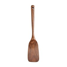 Volteador de sartenes de madera natural volteador de sartenes con orificio para colgar estable para cocineros